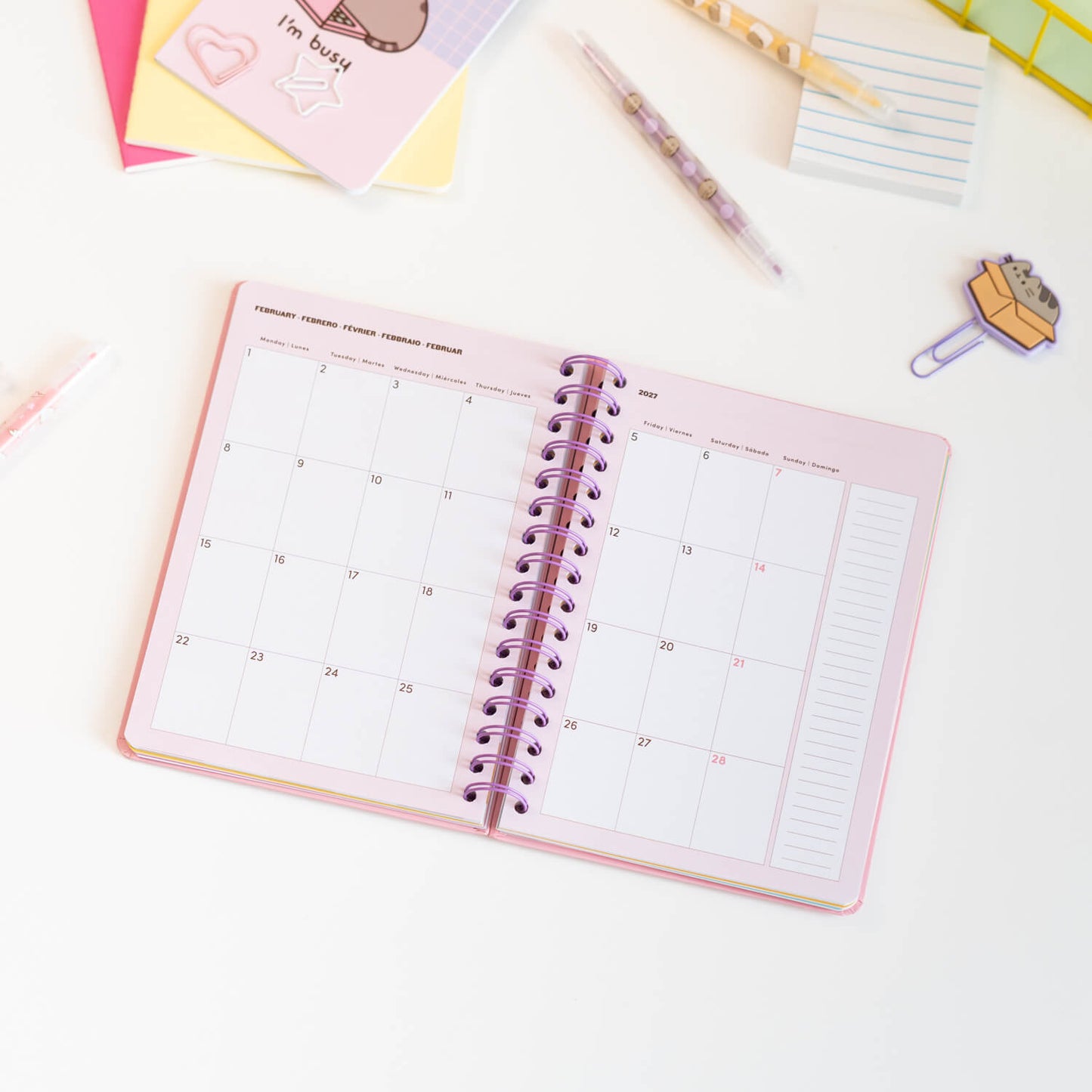 Agenda Escolar 2026/2027 Pusheen Fruits Semana Vista 12 Meses A5