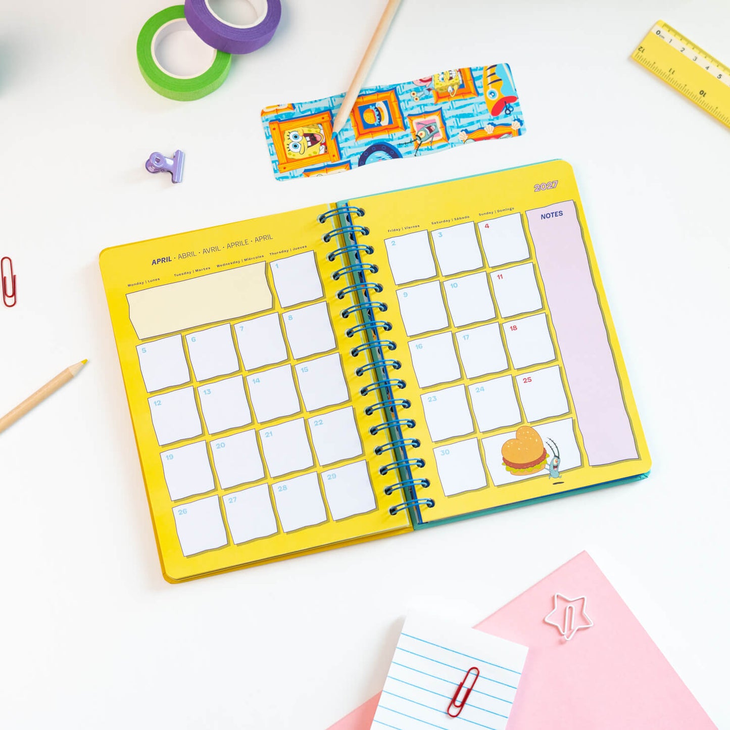 Agenda Escolar 2026/2027 Bob Esponja Semana Vista 12 Meses A5