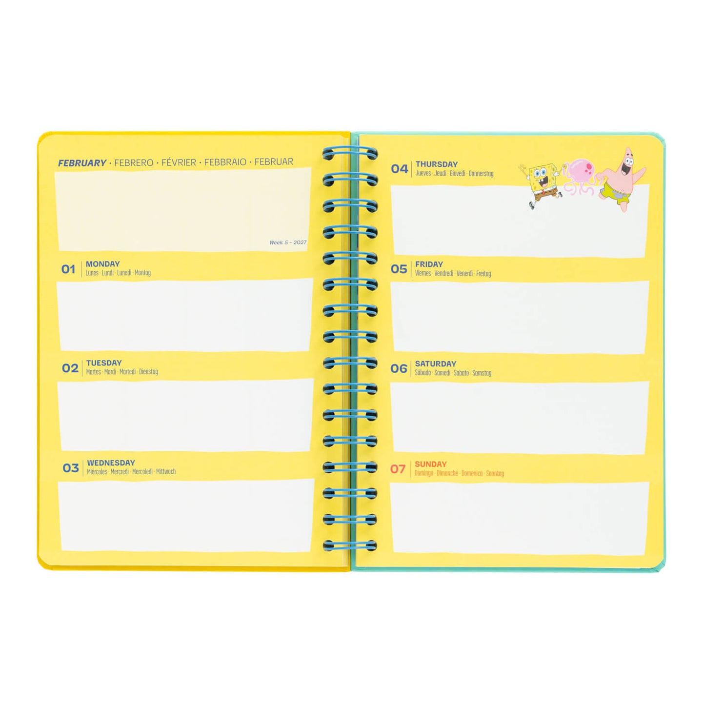 Agenda Escolar 2026/2027 Bob Esponja Semana Vista 12 Meses A5