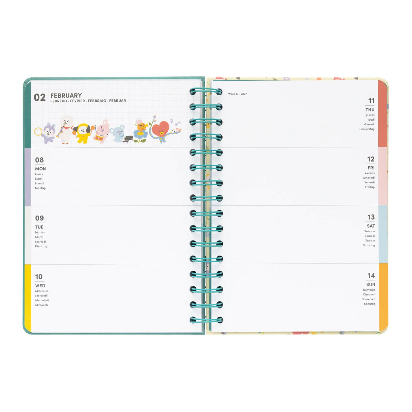 Agenda Escolar 2026/2027 BT21 Semana Vista 12 Meses A5