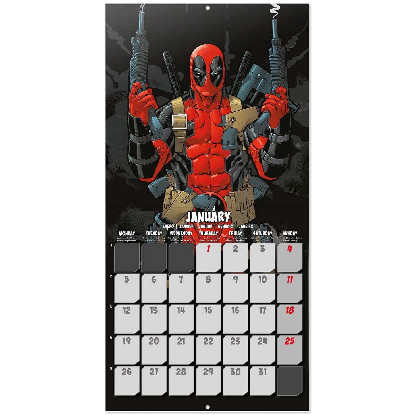 Calendario De Pared 2026 Deadpool Marvel