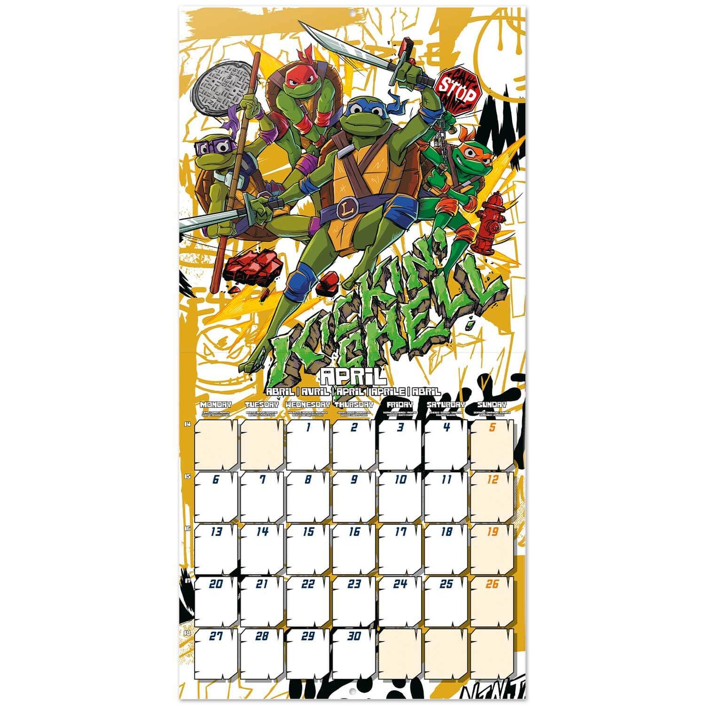 Calendario De Pared 2026 Tortugas Ninja