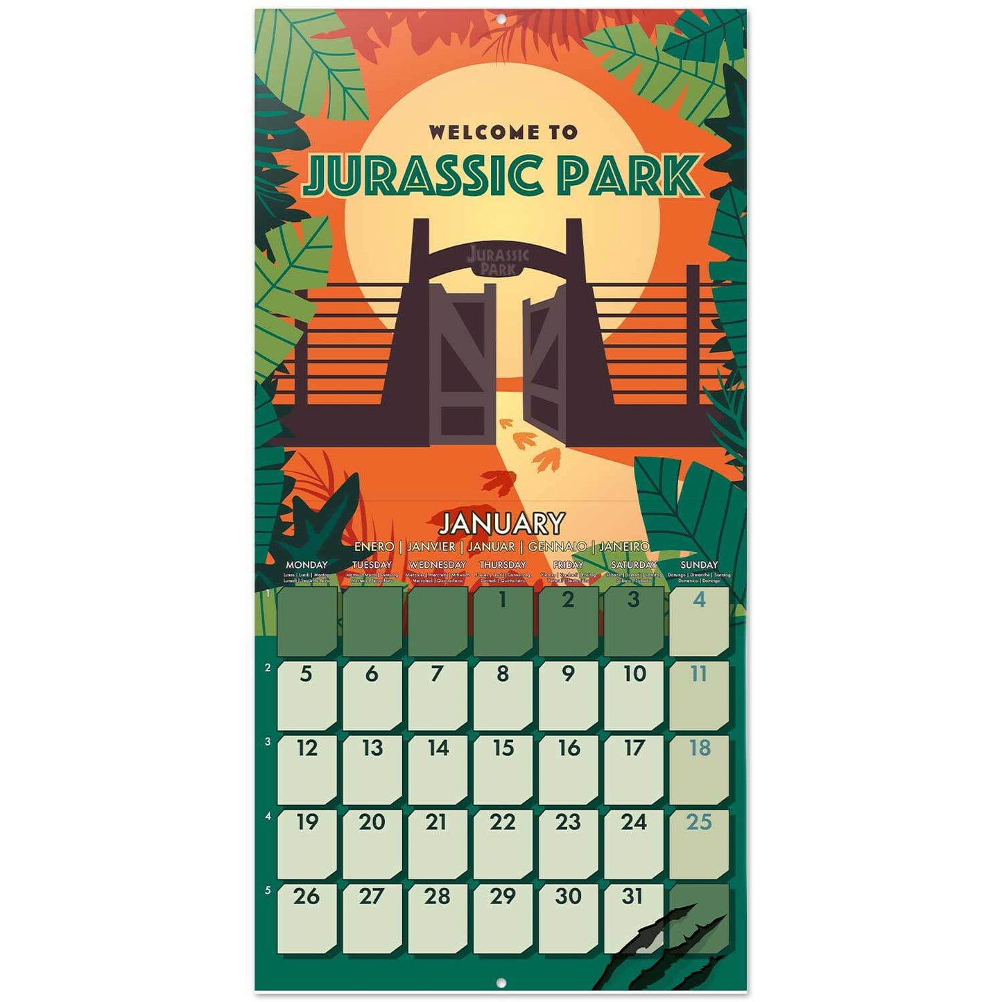 Calendario De Pared 2026 Jurassic Park