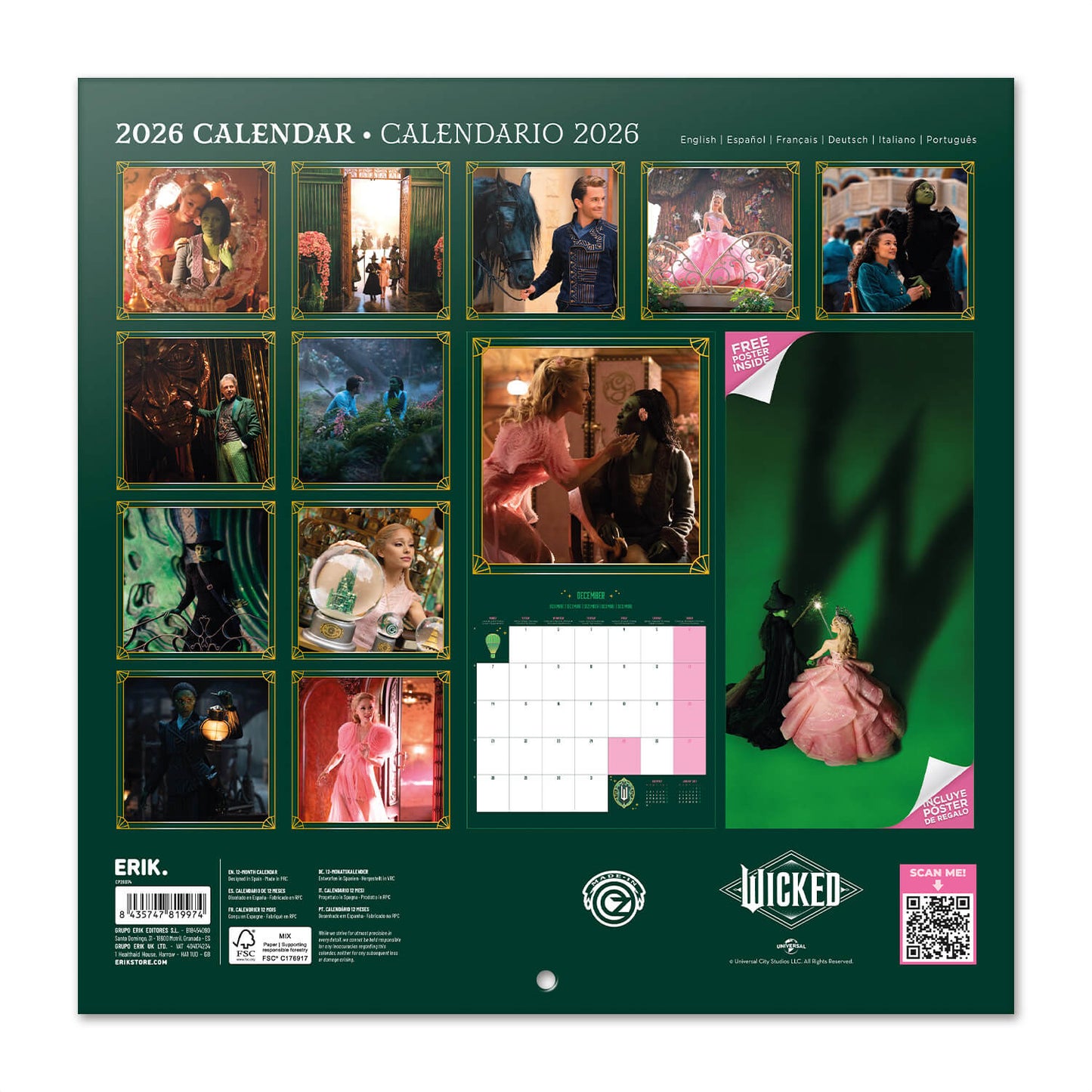 Calendario De Pared 2026 Wicked