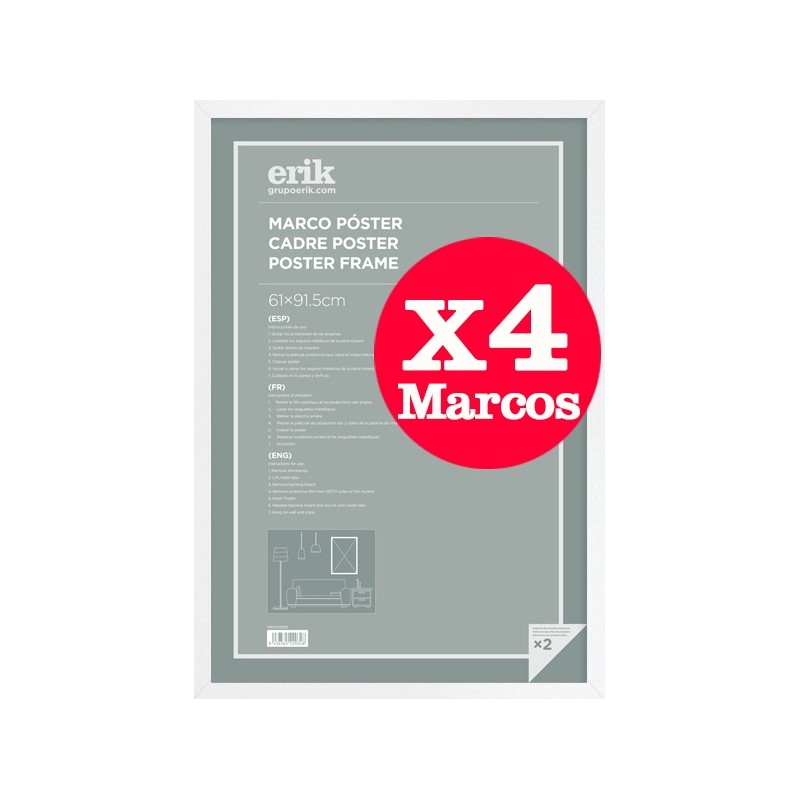 Pack de 4 Marcos Blanco para Maxi Posters 61x91,5 cms