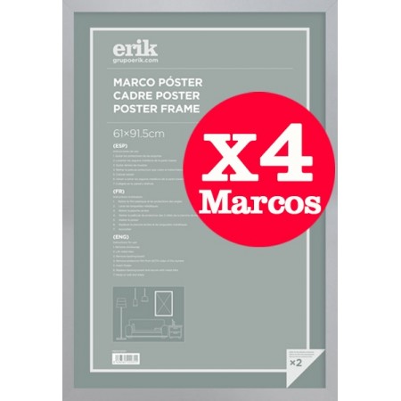 Pack de 4 Marcos Plata para Maxi Posters 61x91,5 cms