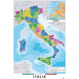Poster Mapa Italia Fisico Politico