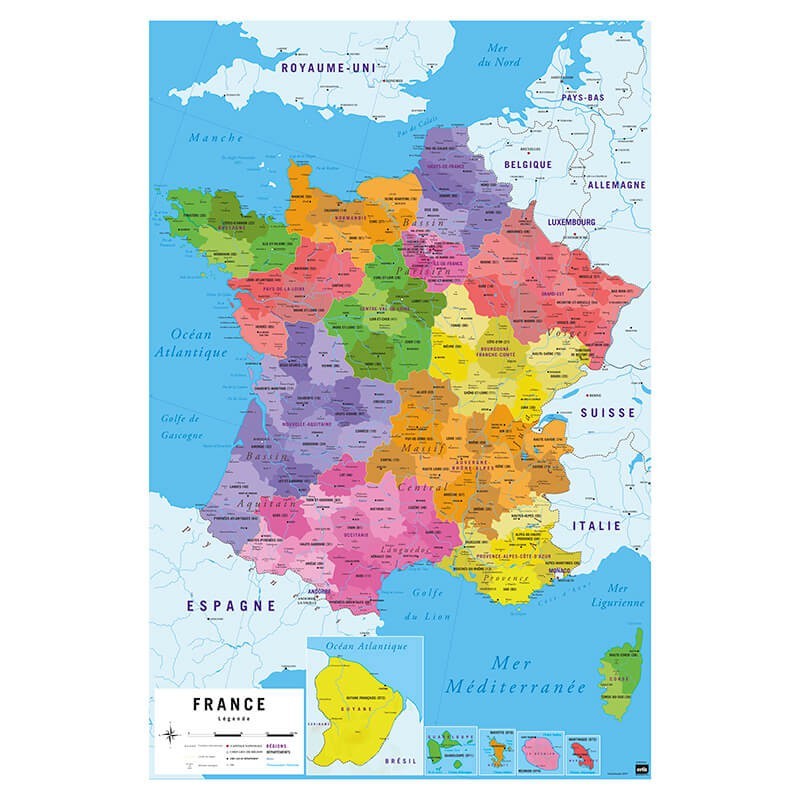 Poster Carte De France Frances