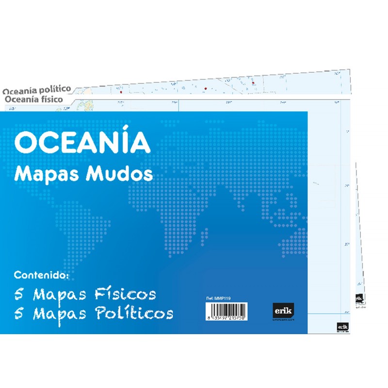 Pack 10 Mapas Mudos Es Oceania Politica Fisica