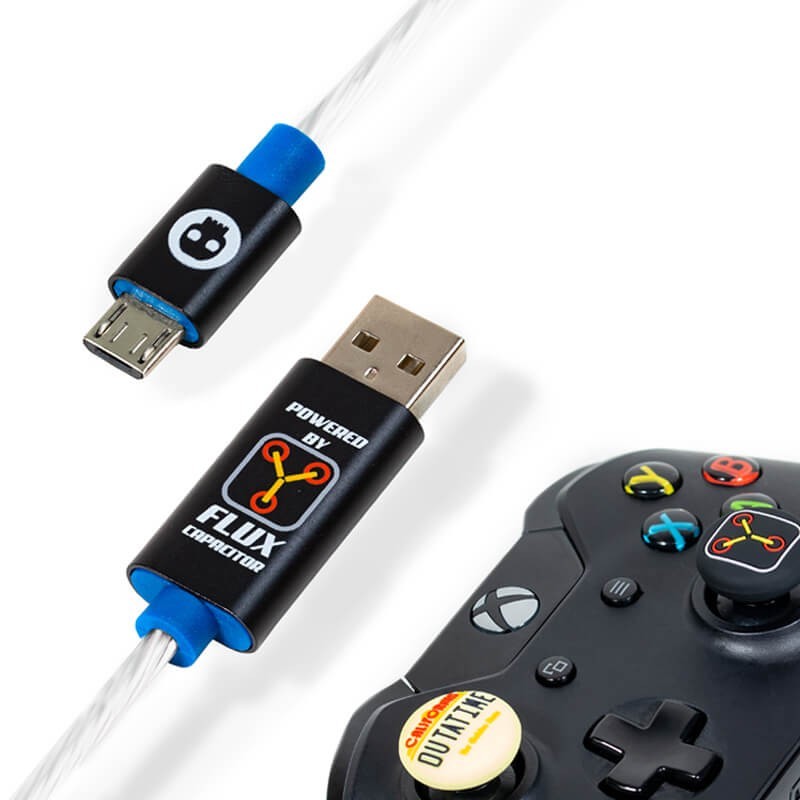 Cable USB PS4 & Xbox One Regreso Al Futuro con LED & Grips