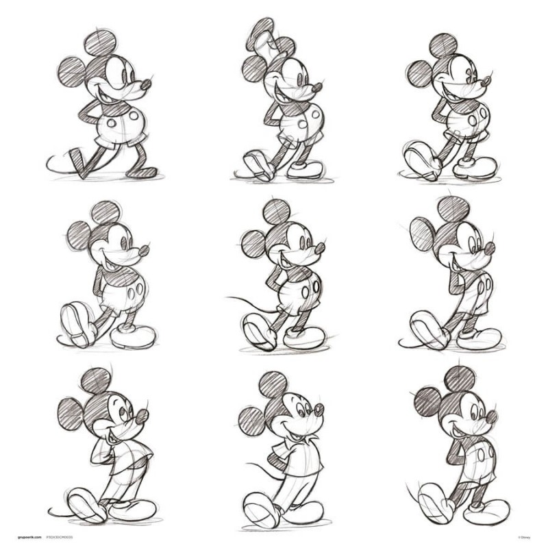 Print Mickey Mouse Bocetos Disney 30X30 Cm