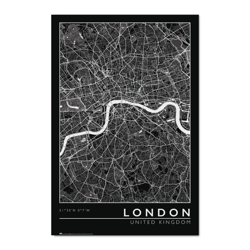 Poster Mapa De Londres En Blanco Y Negro