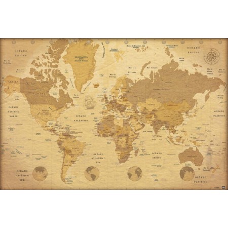 Maxi Poster Mapa del Mundo Vintage
