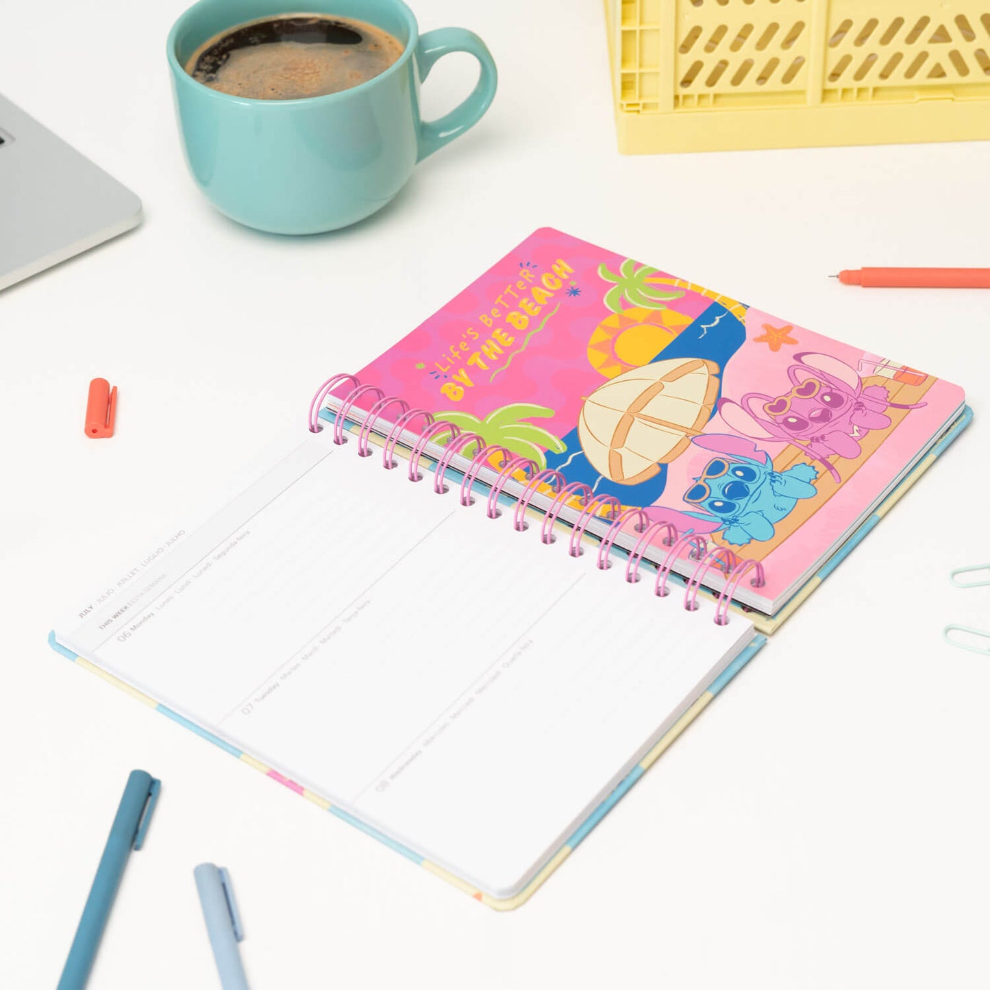 Agenda Anual 2026 Stitch Disney Semana Vista A5