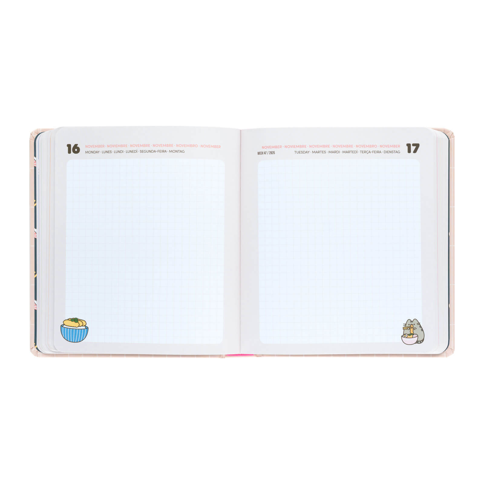 Agenda Escolar 2026/2027 Pusheen Sushi Roll Día Página 11 Meses