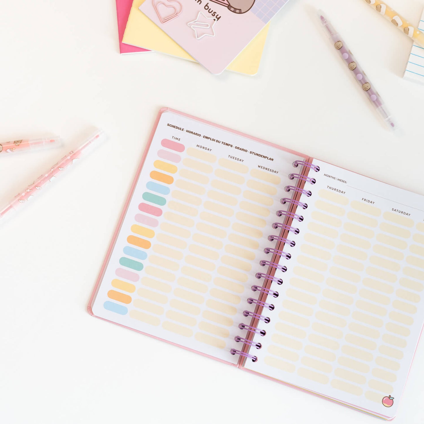 Agenda Escolar 2026/2027 Pusheen Fruits Semana Vista 12 Meses A5