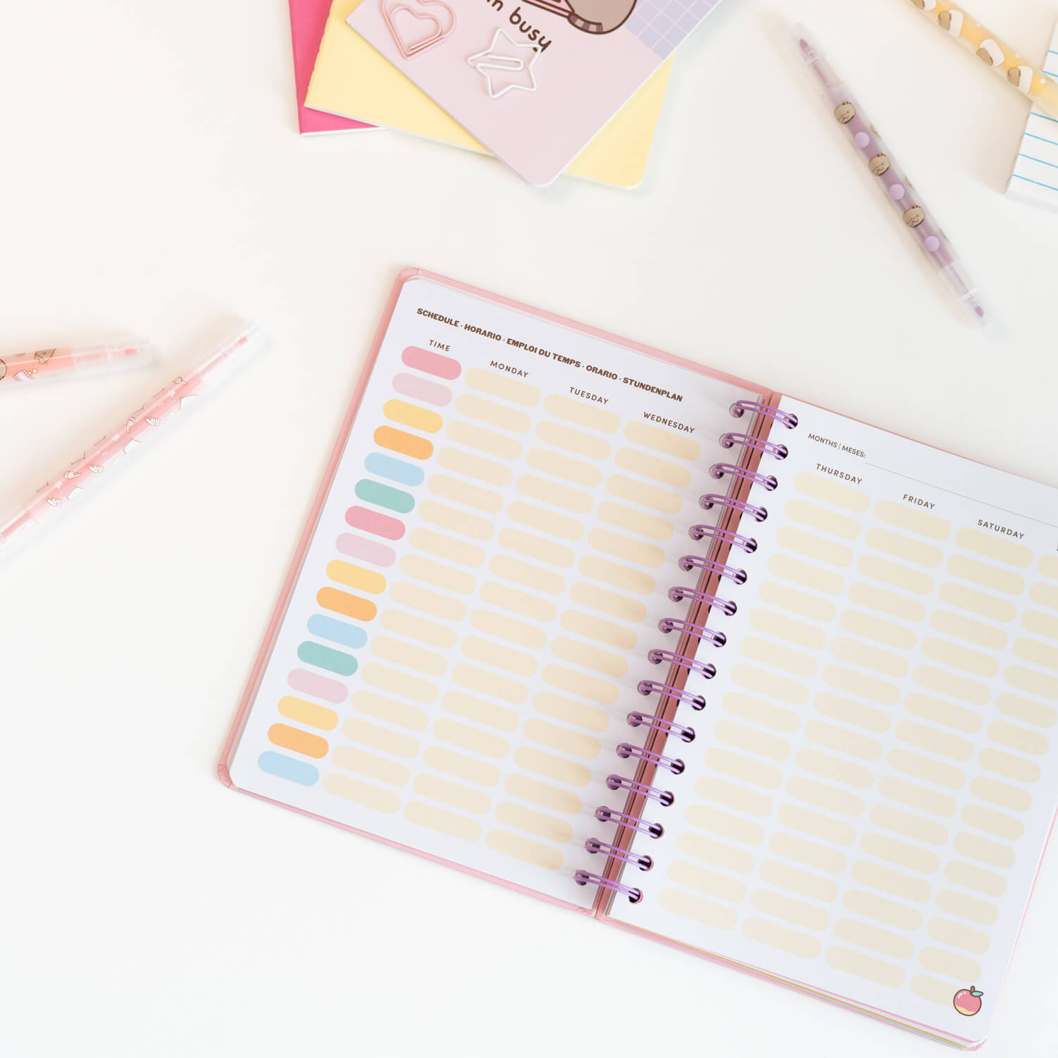 Agenda Escolar 2026/2027 Pusheen Fruits Semana Vista 12 Meses A5