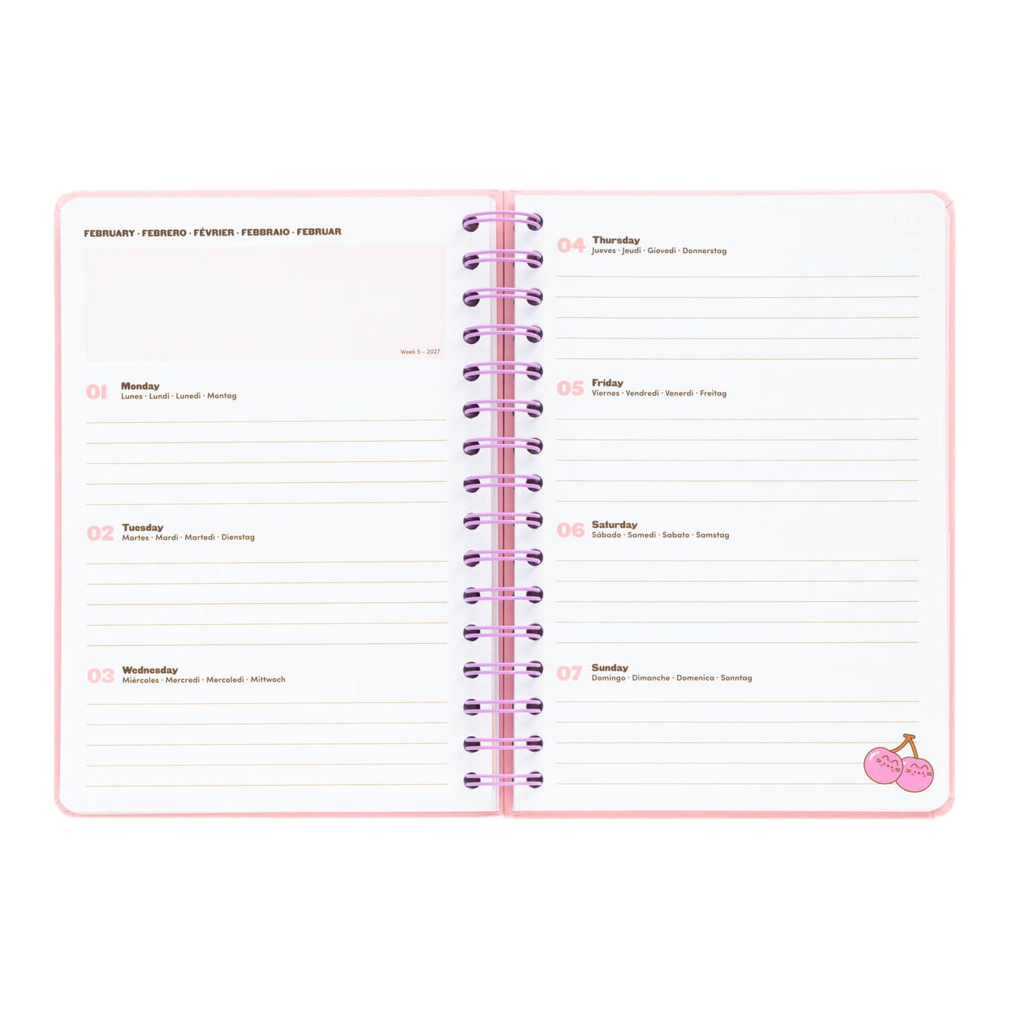 Agenda Escolar 2026/2027 Pusheen Fruits Semana Vista 12 Meses A5
