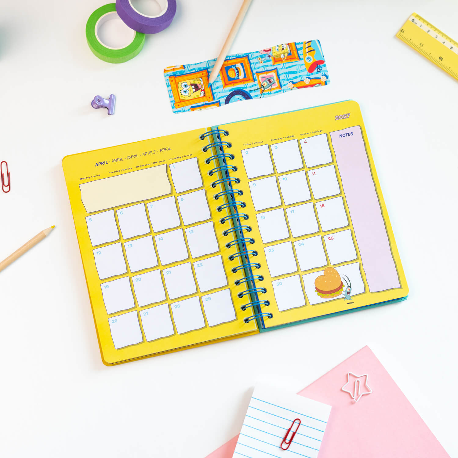 Agenda Escolar 2026/2027 Bob Esponja Semana Vista 12 Meses A5