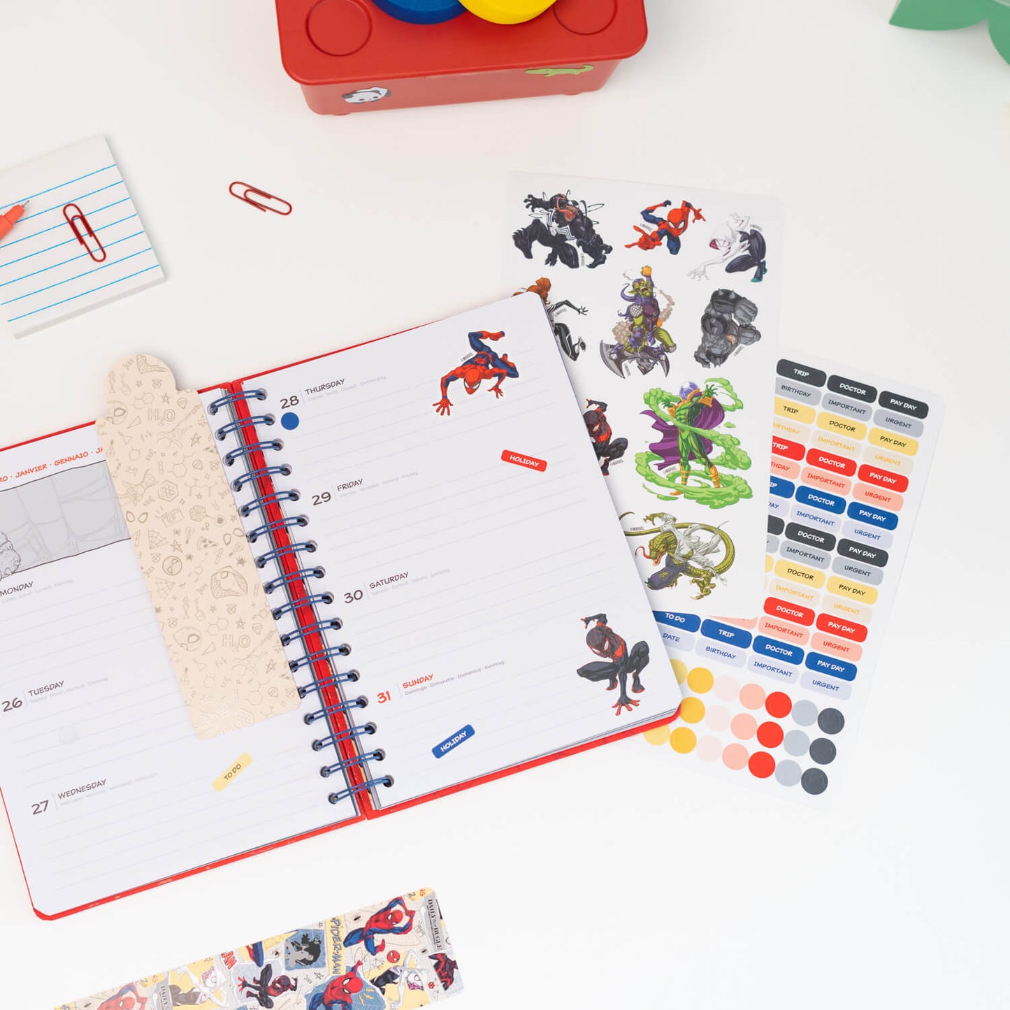 Agenda Escolar 2026/2027 Spider-Man Marvel Semana Vista 12 Meses A5