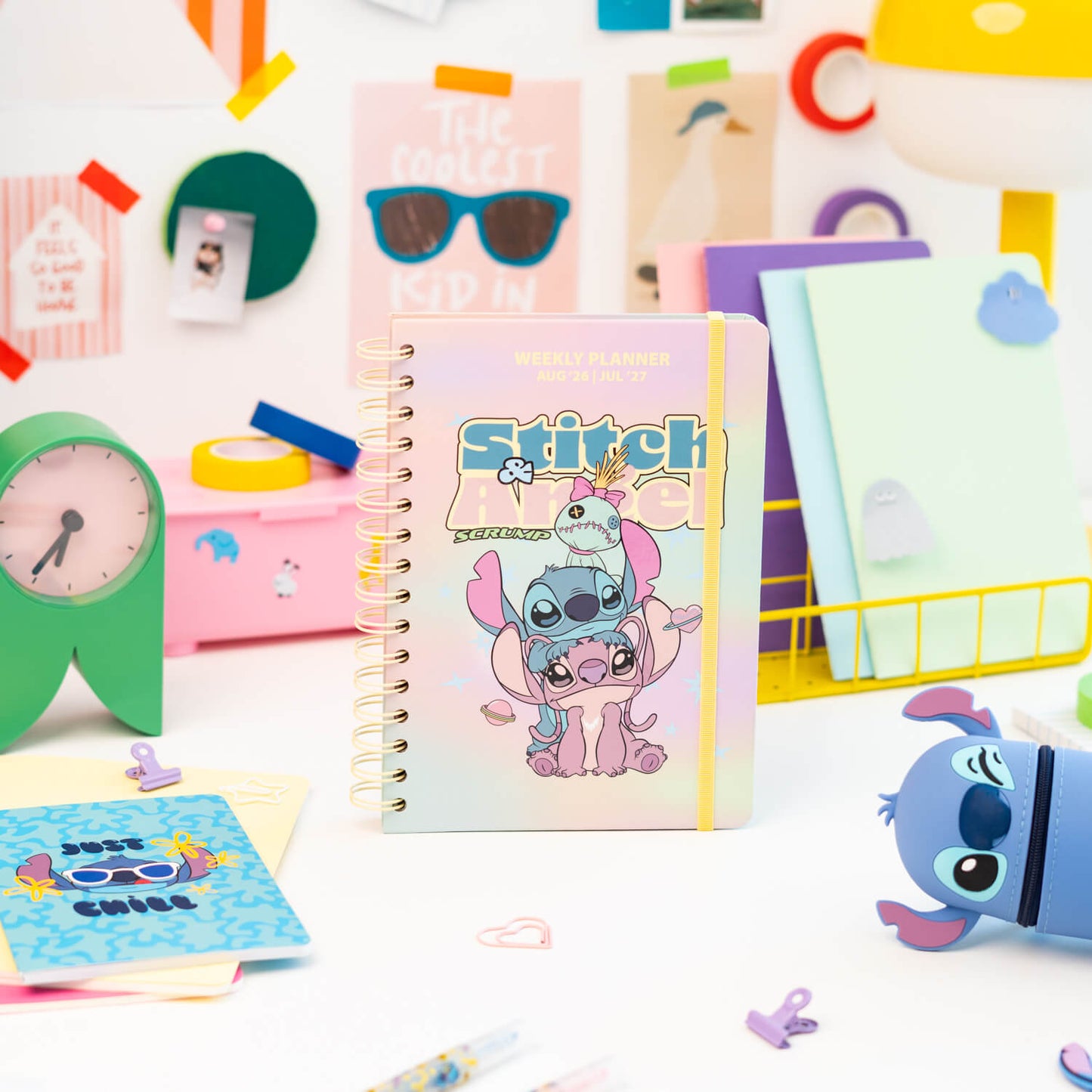 Agenda Escolar 2026/2027 Stitch Y Ángel Disney Semana Vista 12 Meses A5
