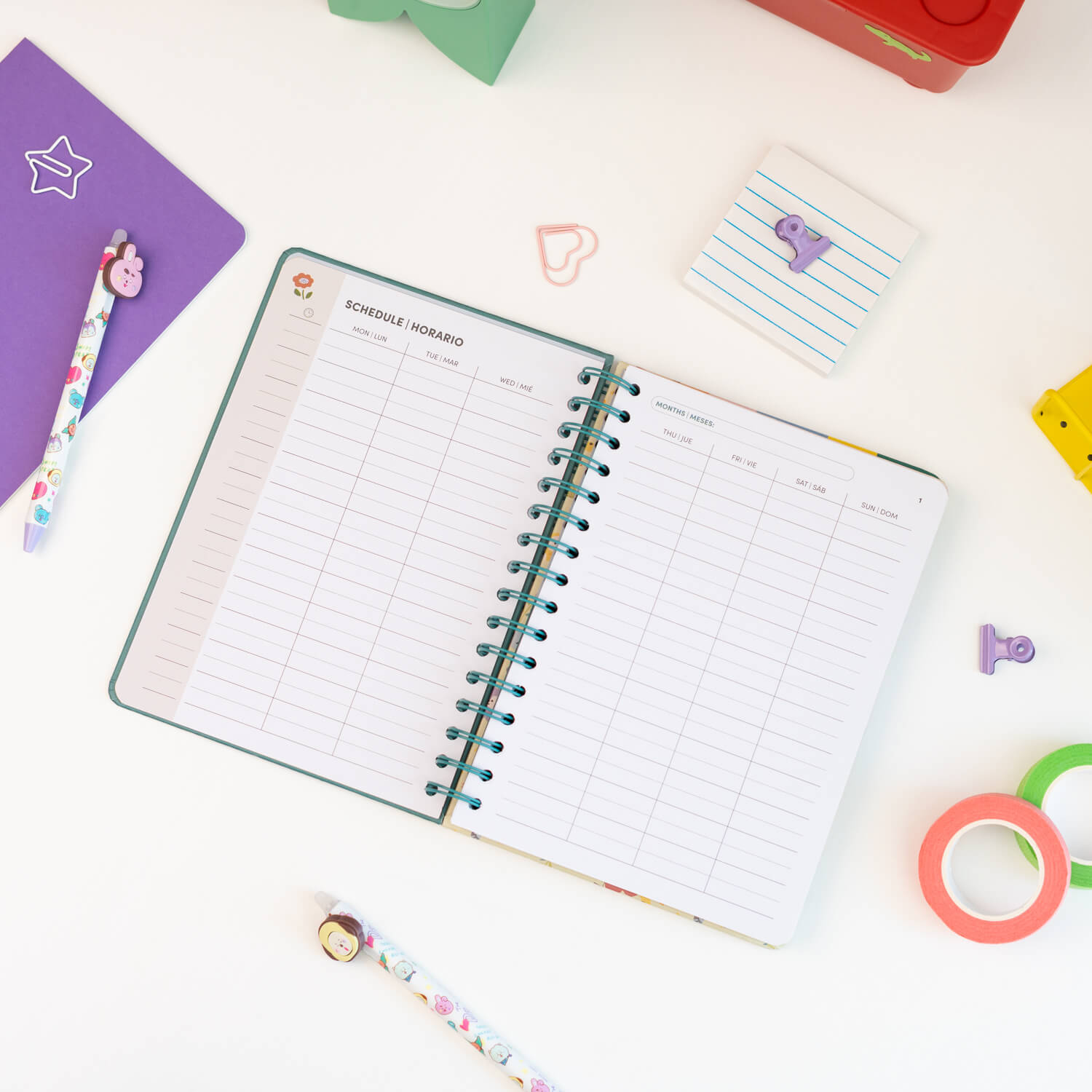 Agenda Escolar 2026/2027 BT21 Semana Vista 12 Meses A5