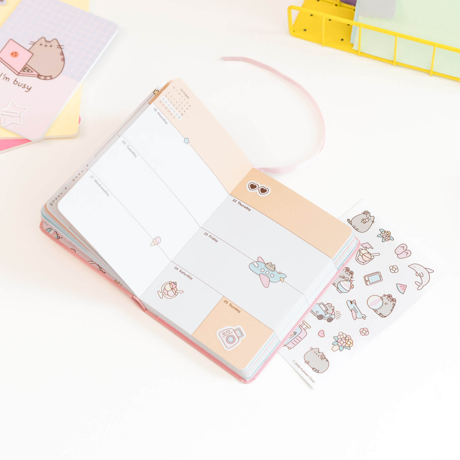 Agenda Escolar 2026/2027 Pusheen Tropical Vacation Semana Vista 17 Meses Pocket