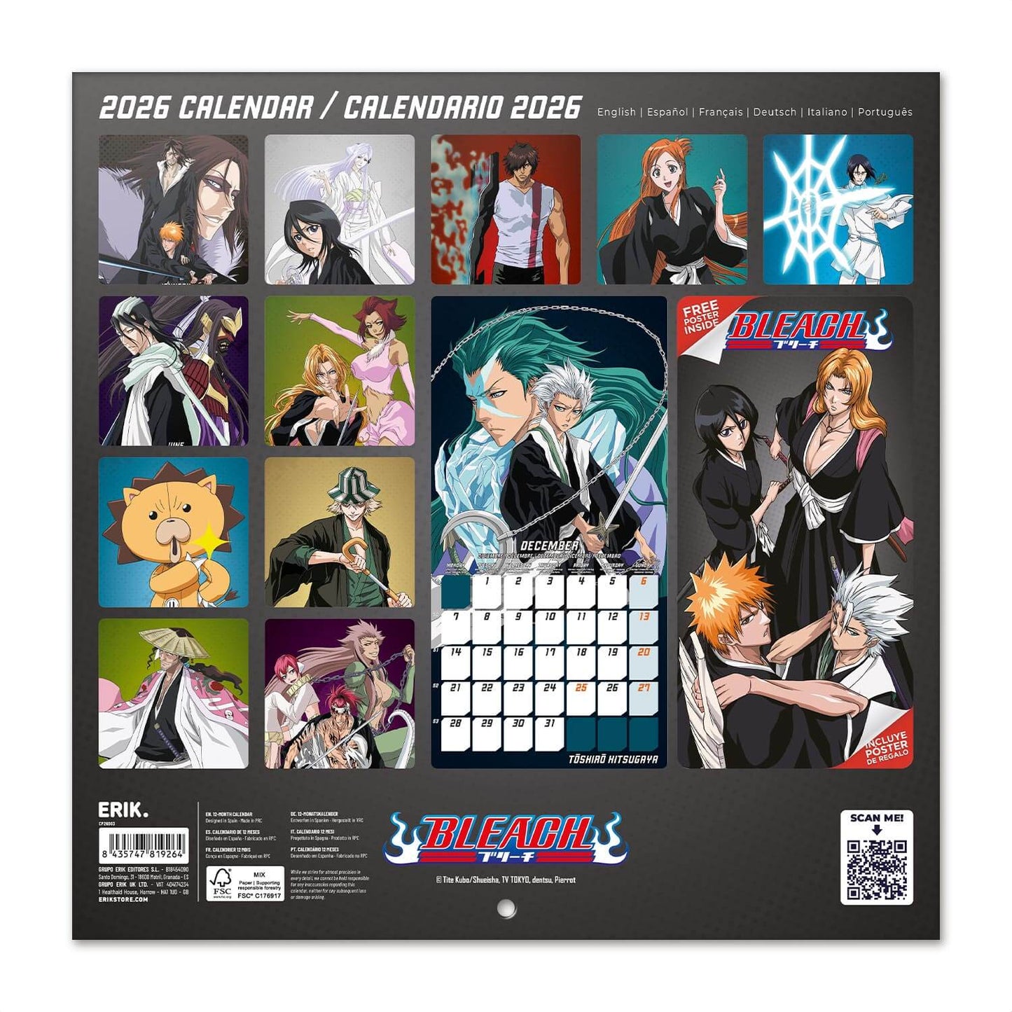 Calendario De Pared 2026 Bleach