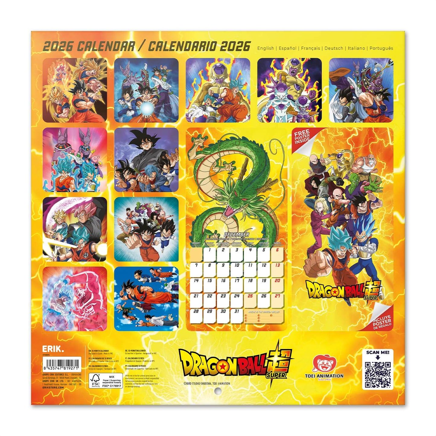 Calendario De Pared 2026 Dragon Ball