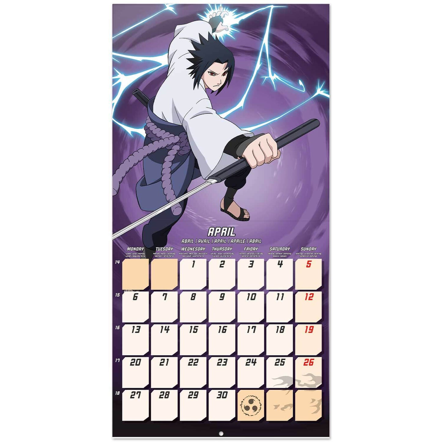Calendario De Pared 2026 Naruto Shippuden