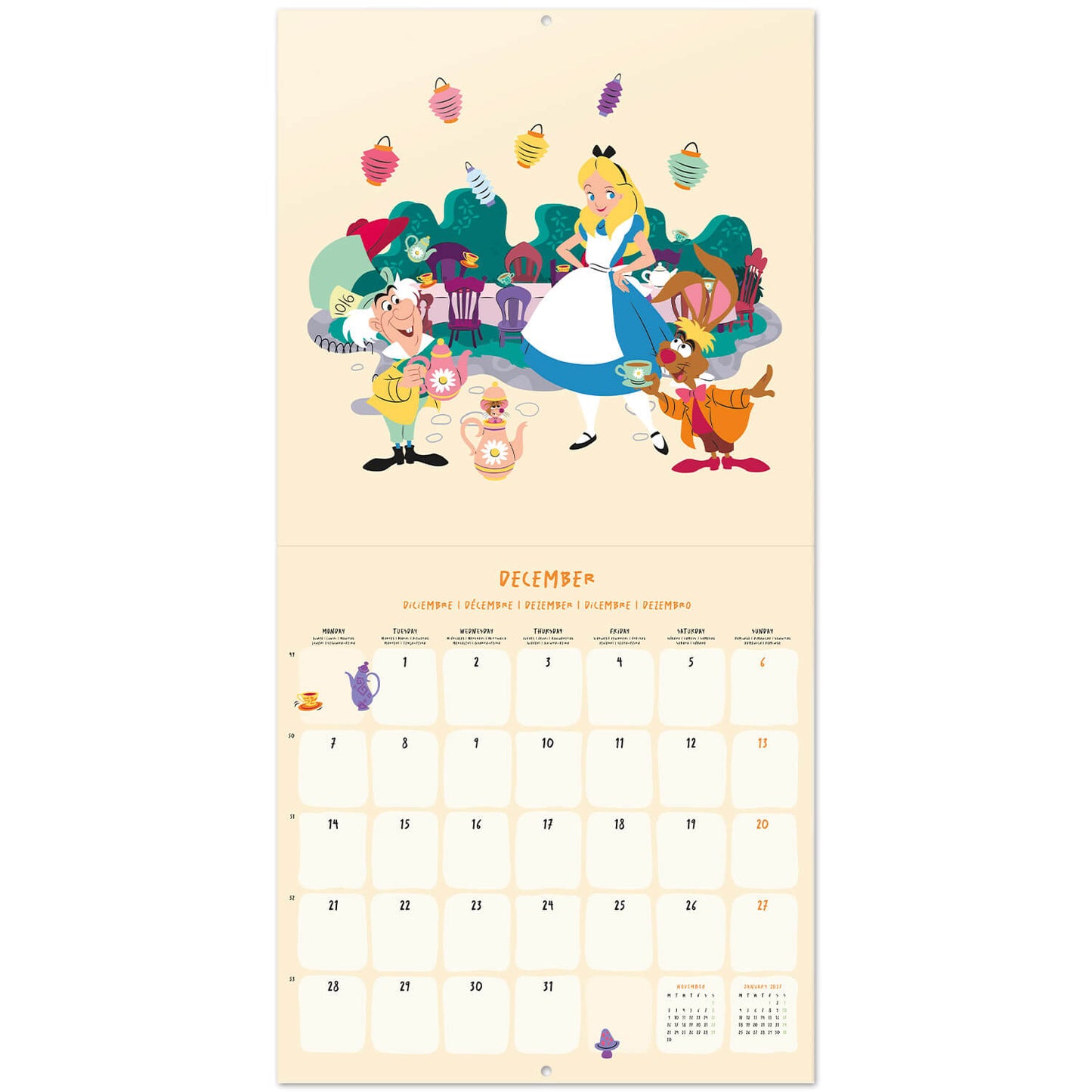 Calendario De Pared 2026 Alicia En El Pais De Las Maravillas Disney