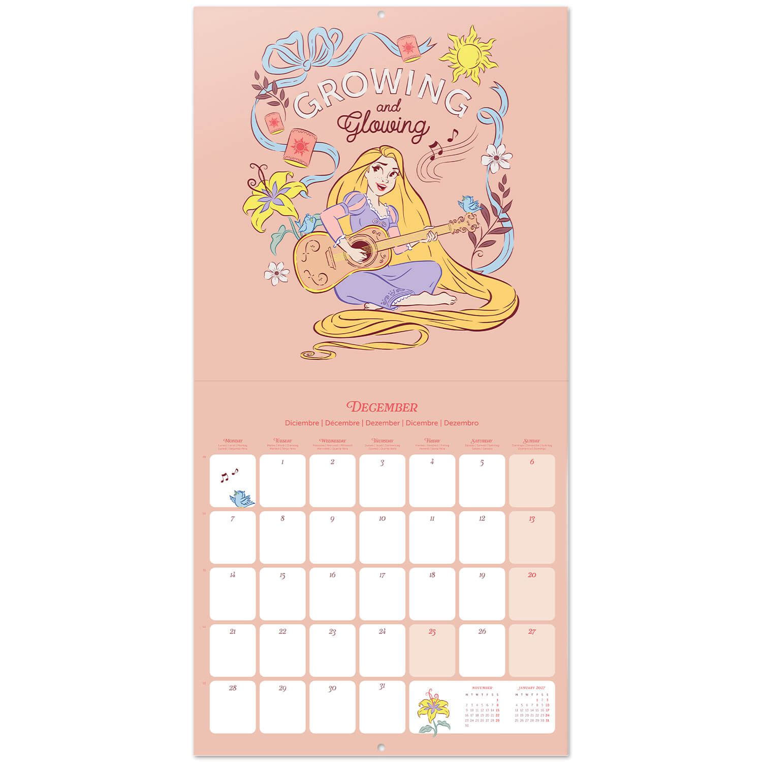 Calendario De Pared 2026 Princesas Disney