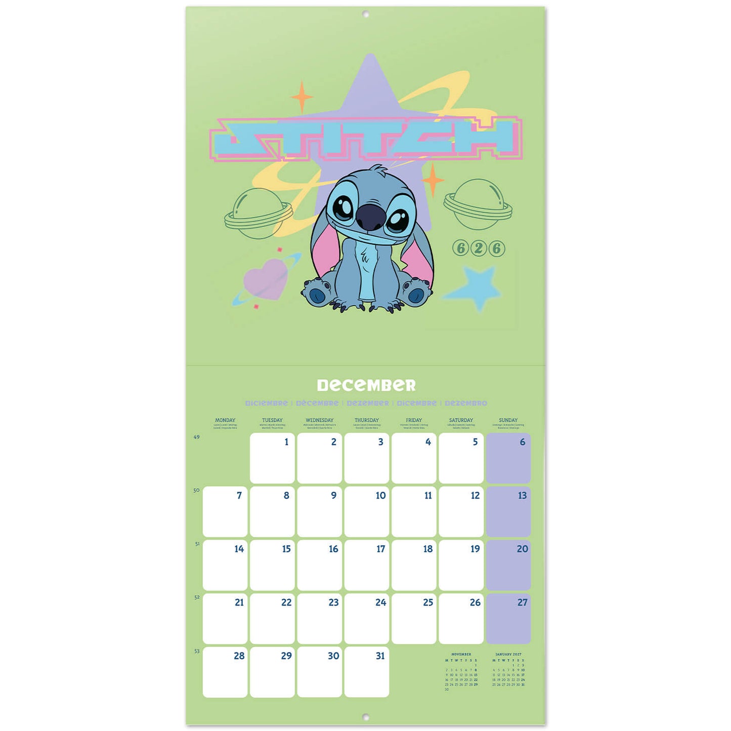 Calendario De Pared 2026 Stitch Disney