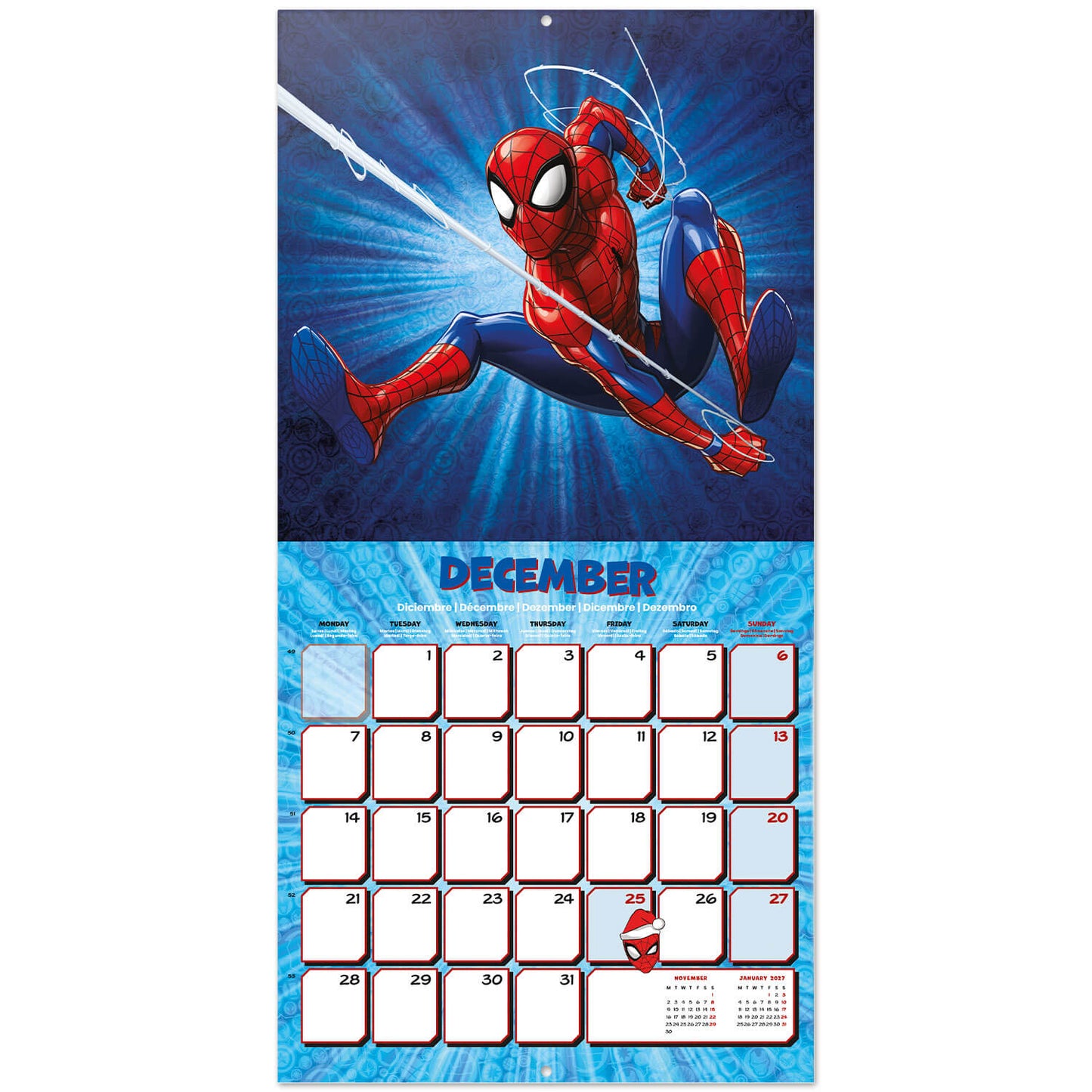Calendario De Pared 2026 Spider-Man Marvel