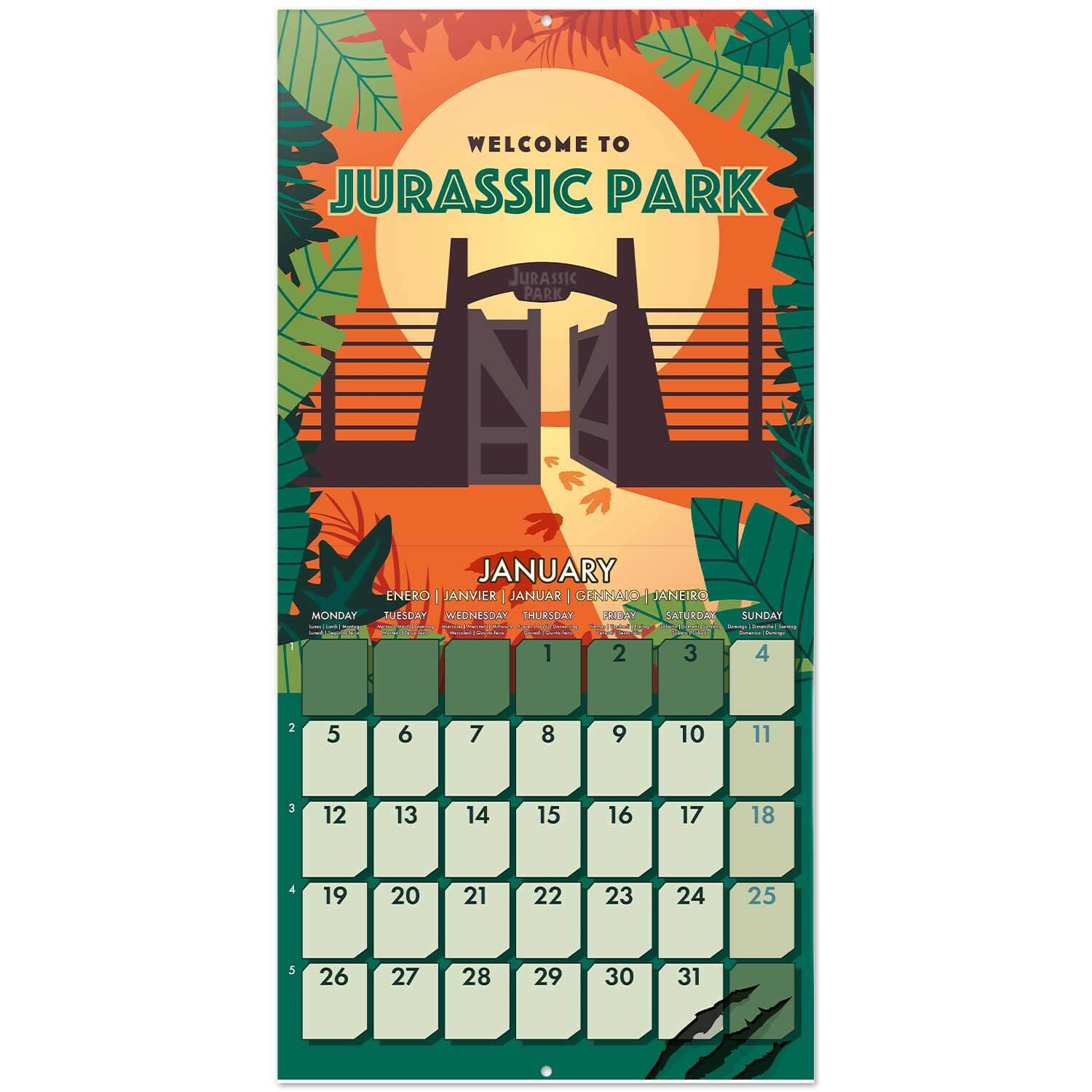 Calendario De Pared 2026 Jurassic Park