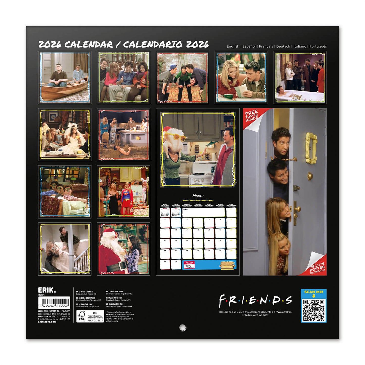 Calendario De Pared 2026 Friends