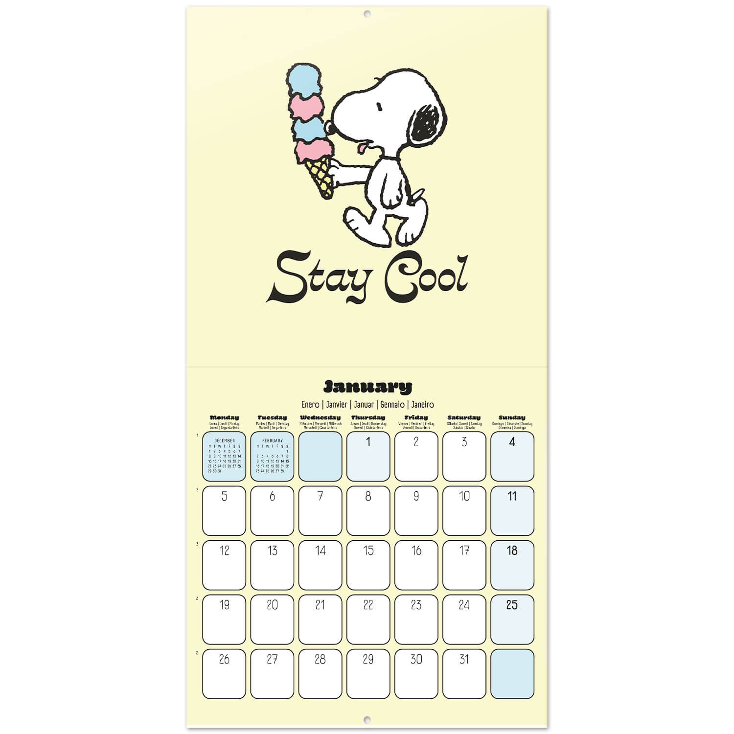 Calendario De Pared 2026 Snoopy