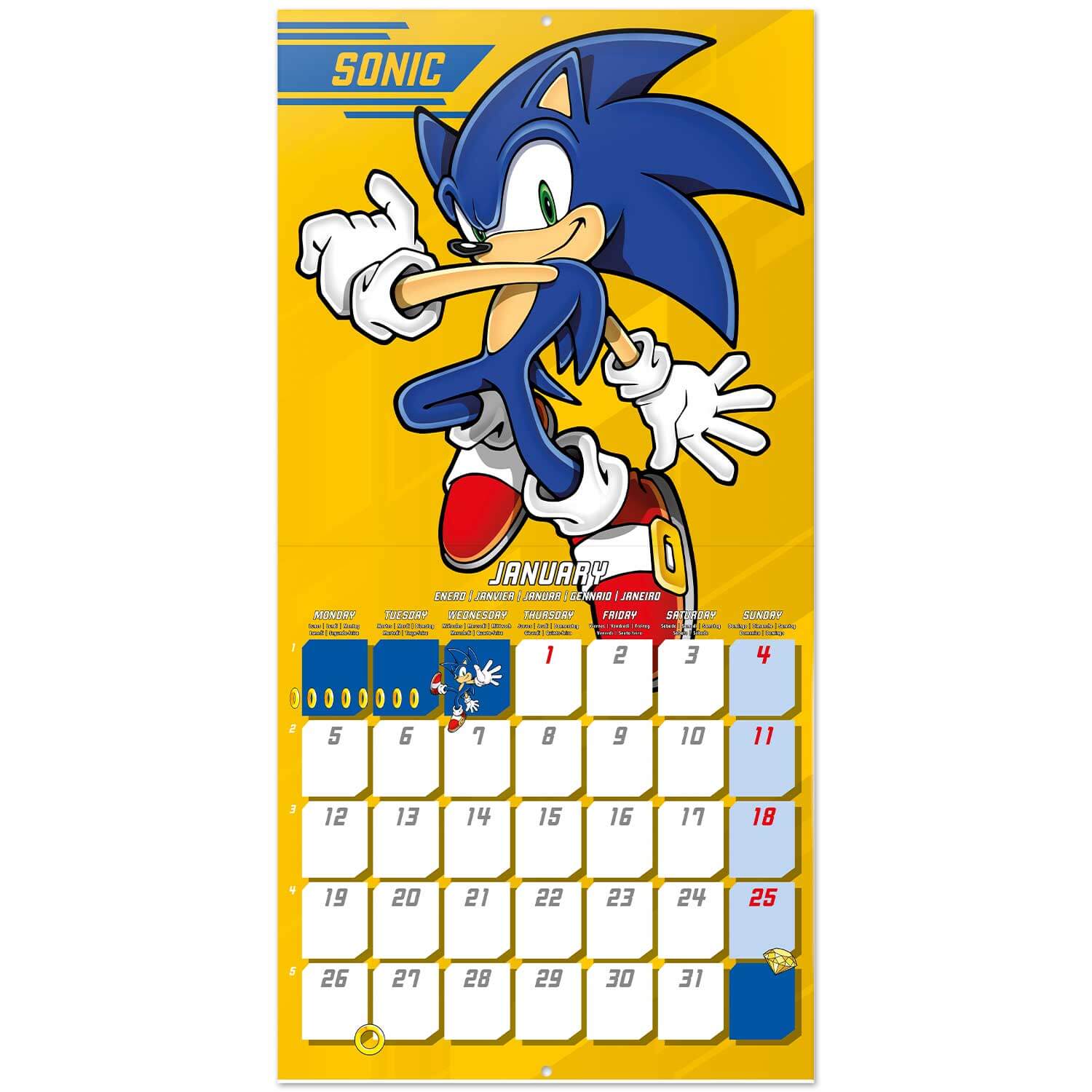 Calendario De Pared 2026 Sonic
