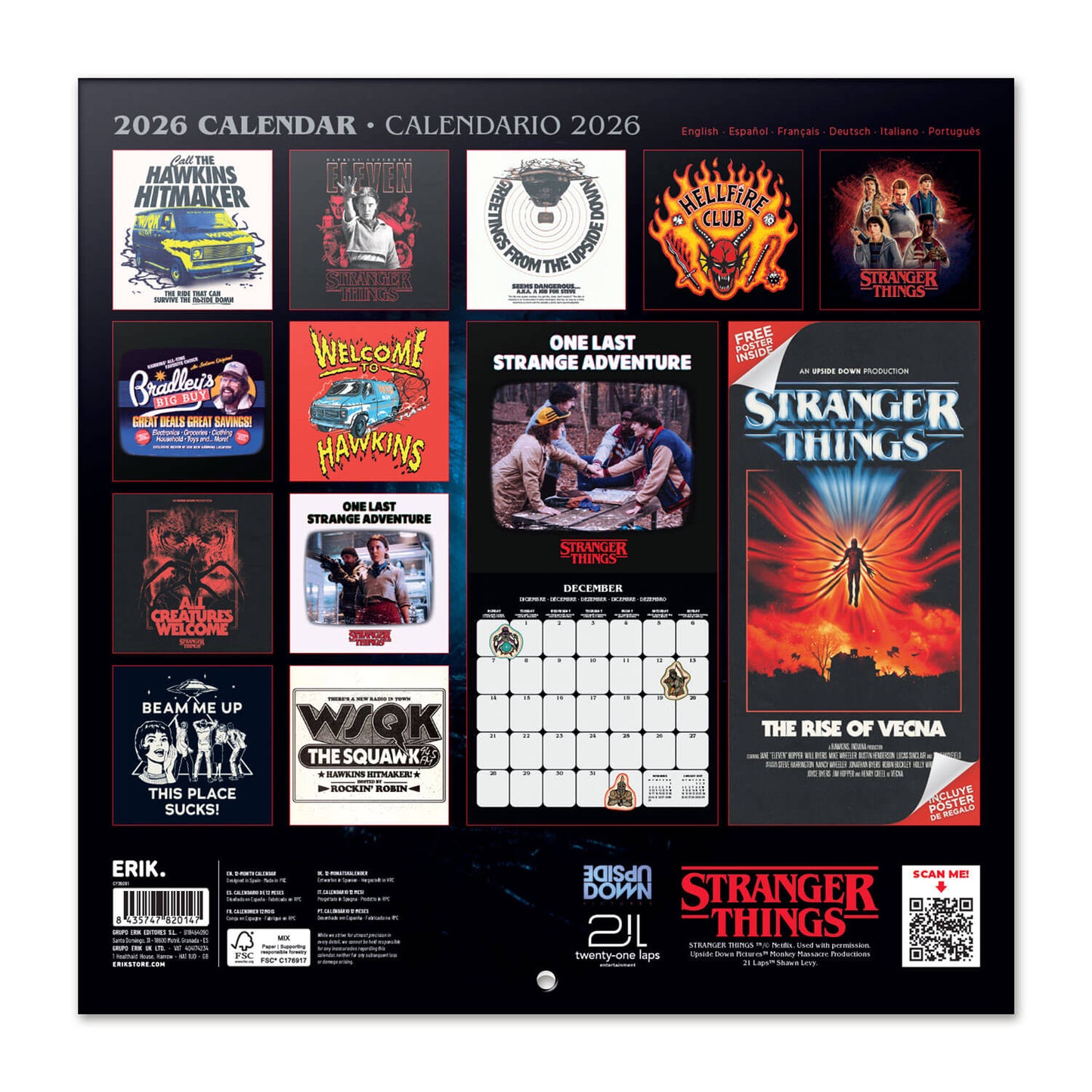 Calendario De Pared 2026 Stranger Things