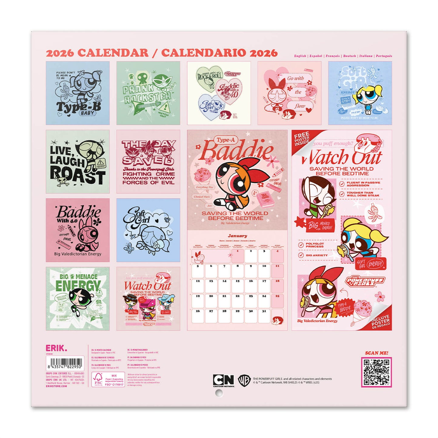 Calendario De Pared 2026 Las Supernenas