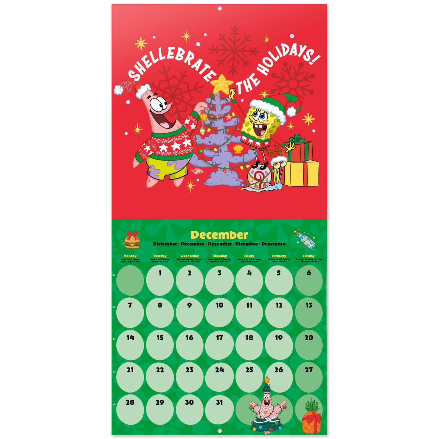 Calendario De Pared 2026 Bob Esponja