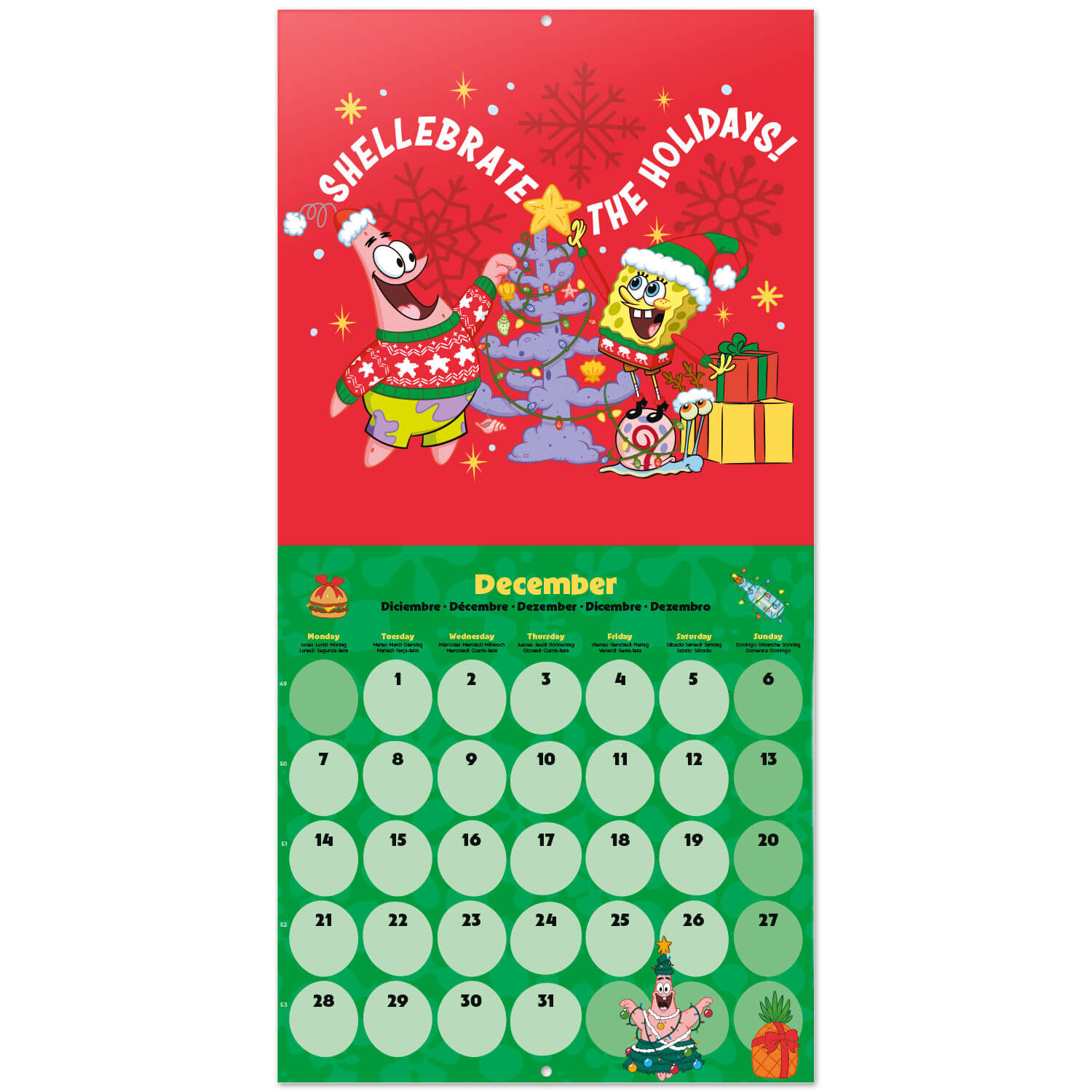 Calendario De Pared 2026 Bob Esponja