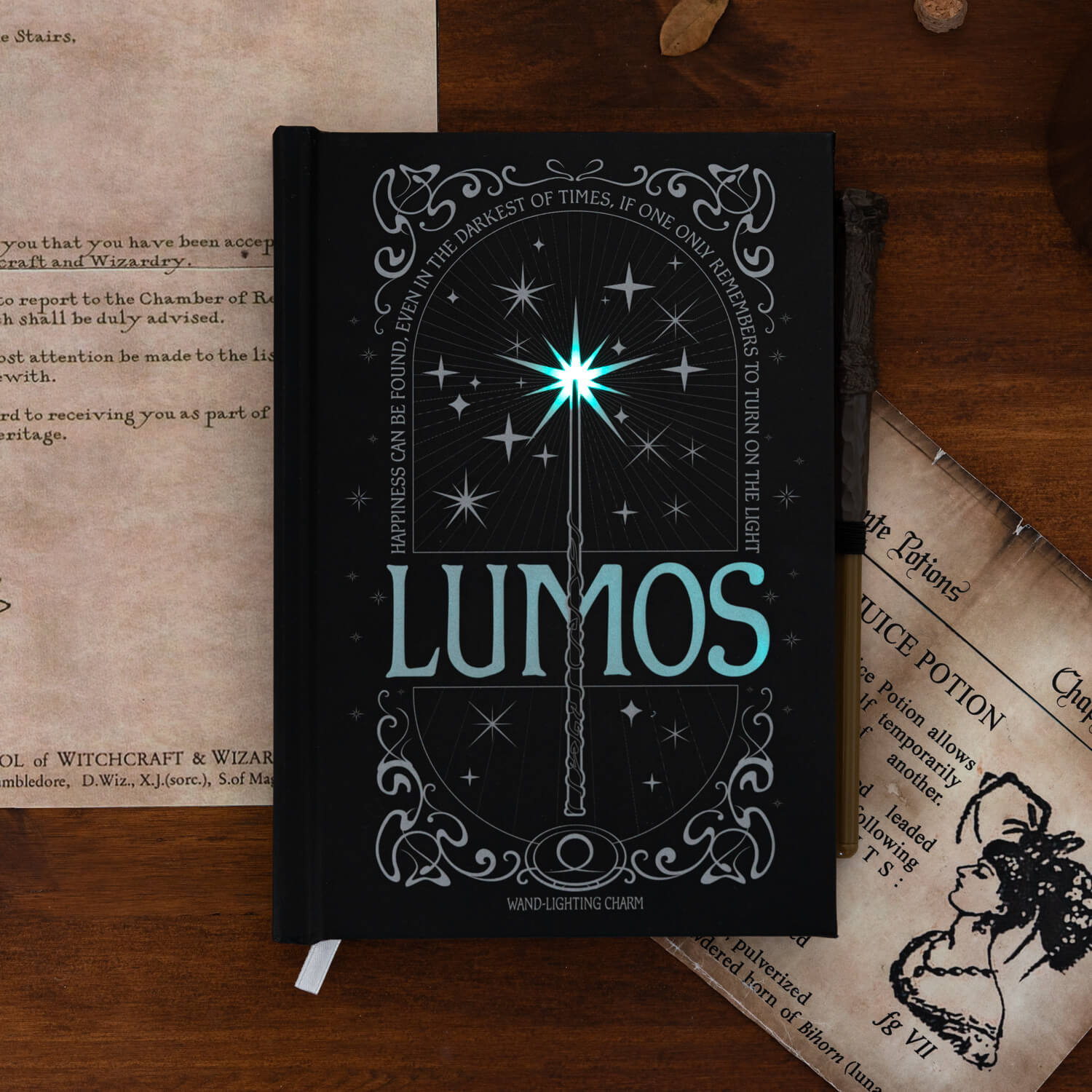 Cuaderno Harry Potter Lumos Con Luz Led