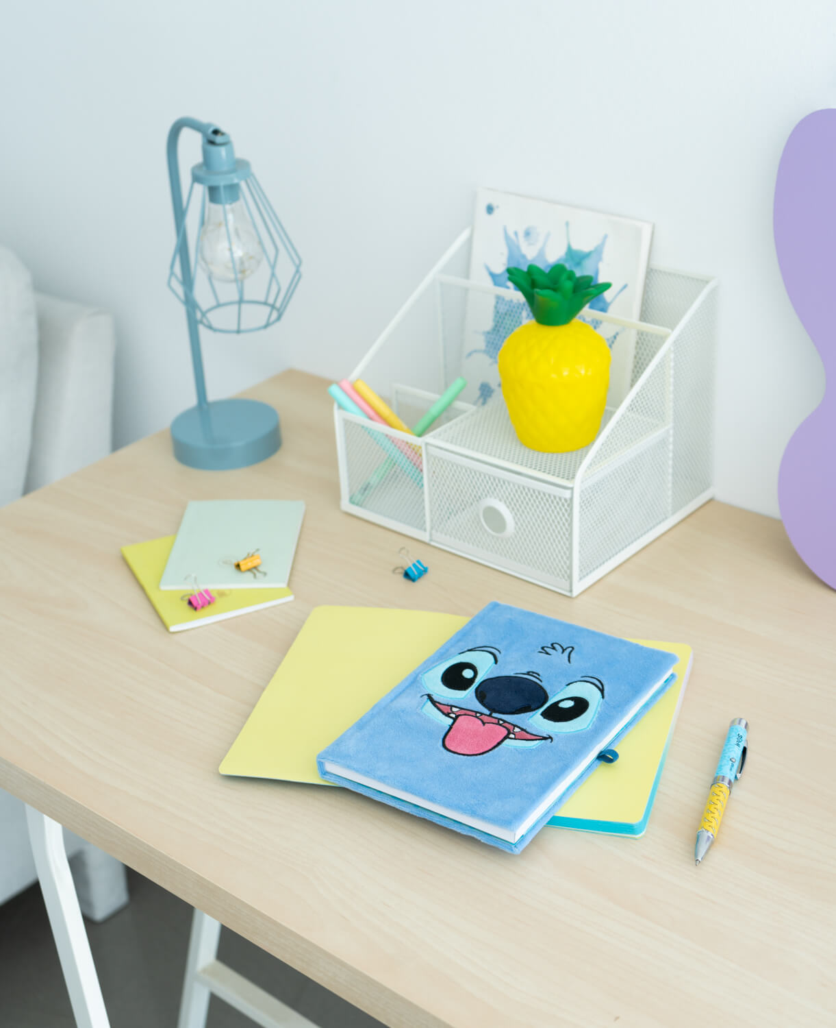 Cuaderno Felpa Stitch Disney Con Boligrafo Proyector