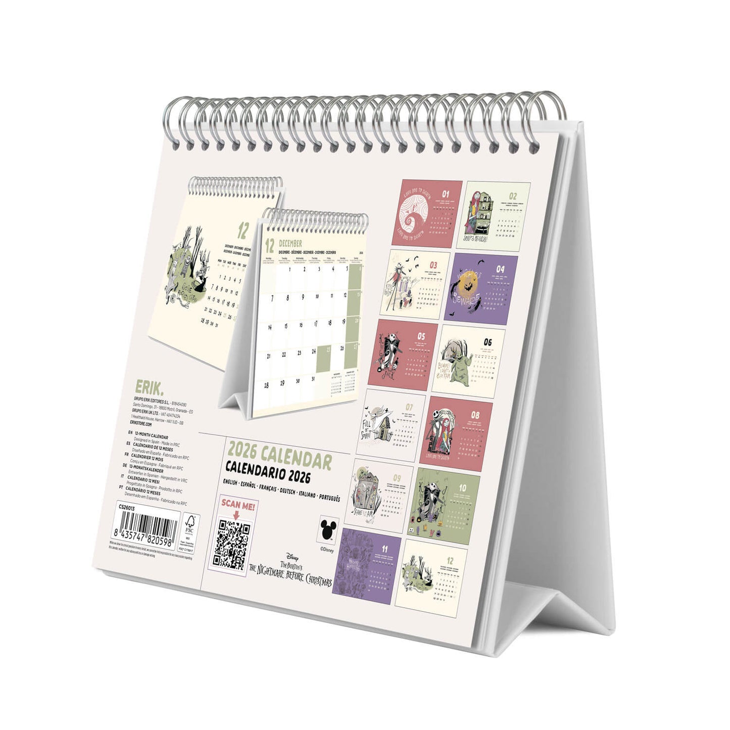 Calendario De Escritorio 2026 Pesadilla Antes De Navidad Disney