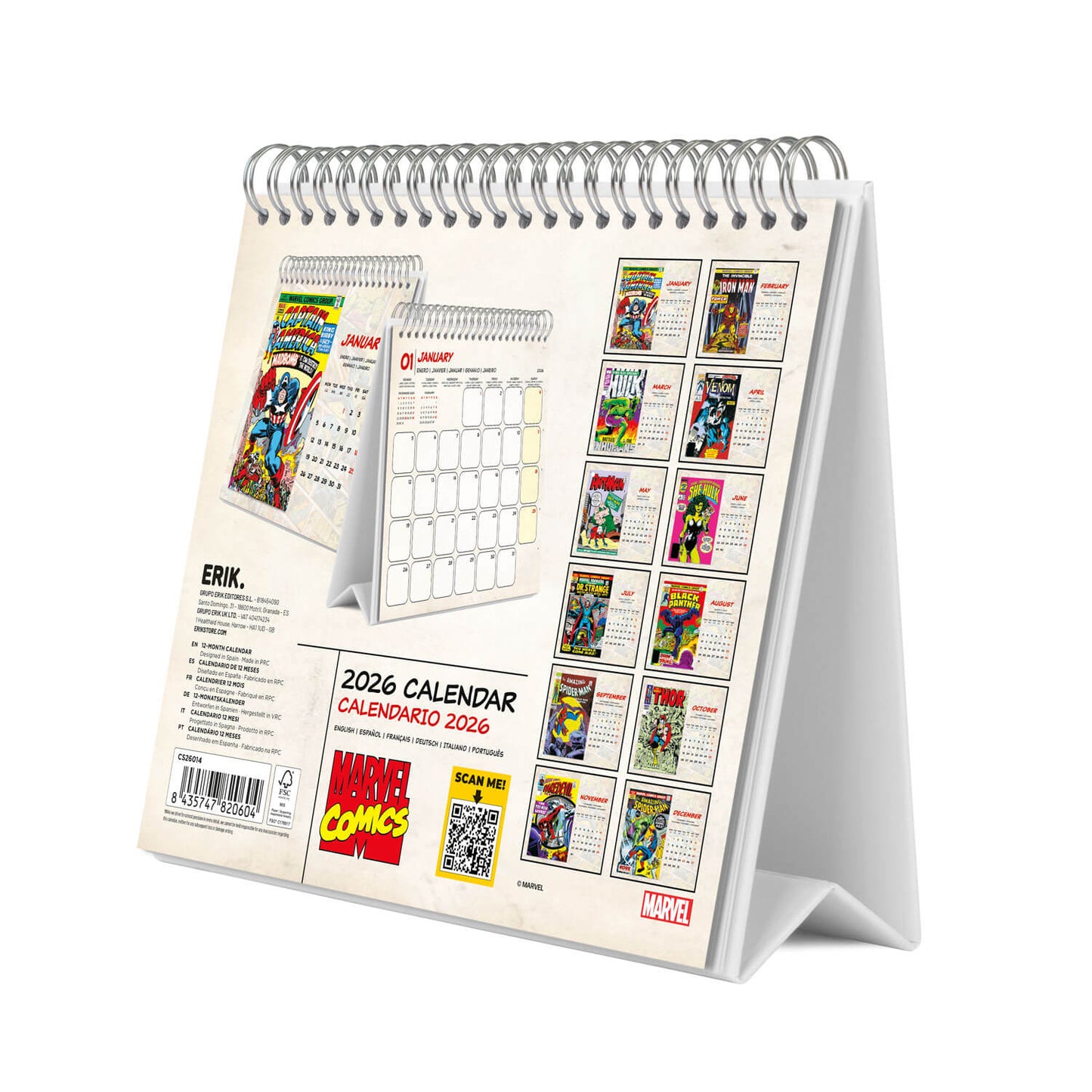 Calendario De Escritorio 2026 Marvel
