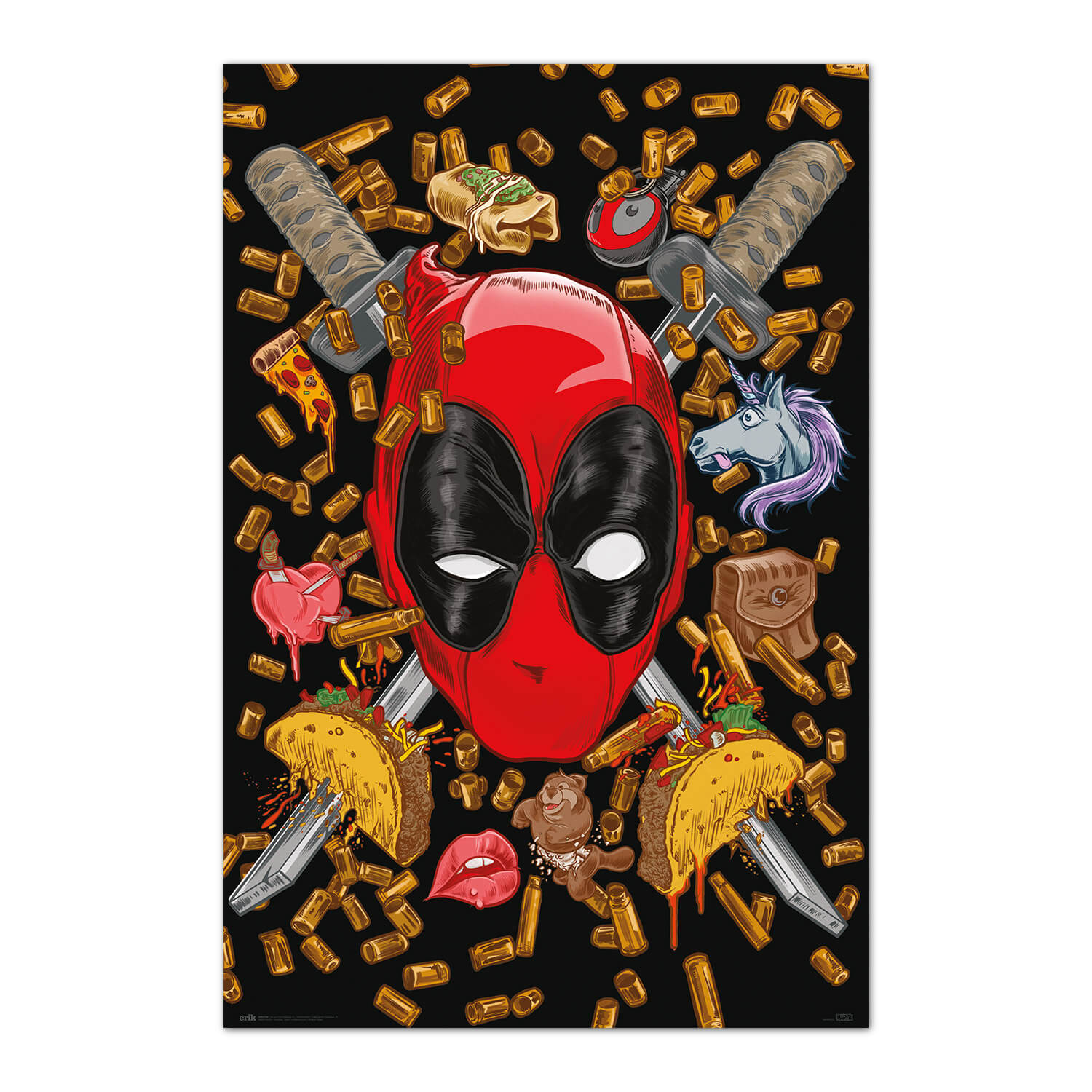 Poster Deadpool Bullets And Chimichangas Marvel