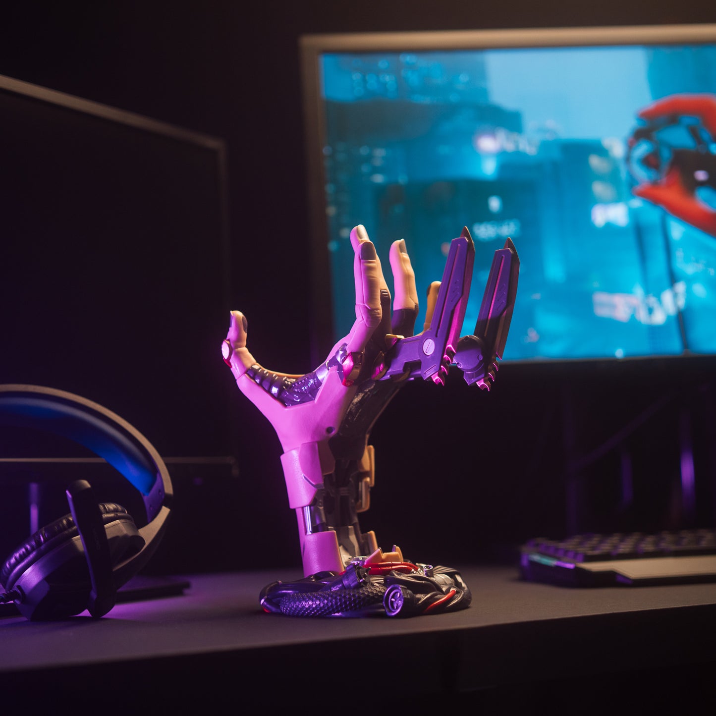 Soporte Mando Y Auriculares Gaming Cyberpunk