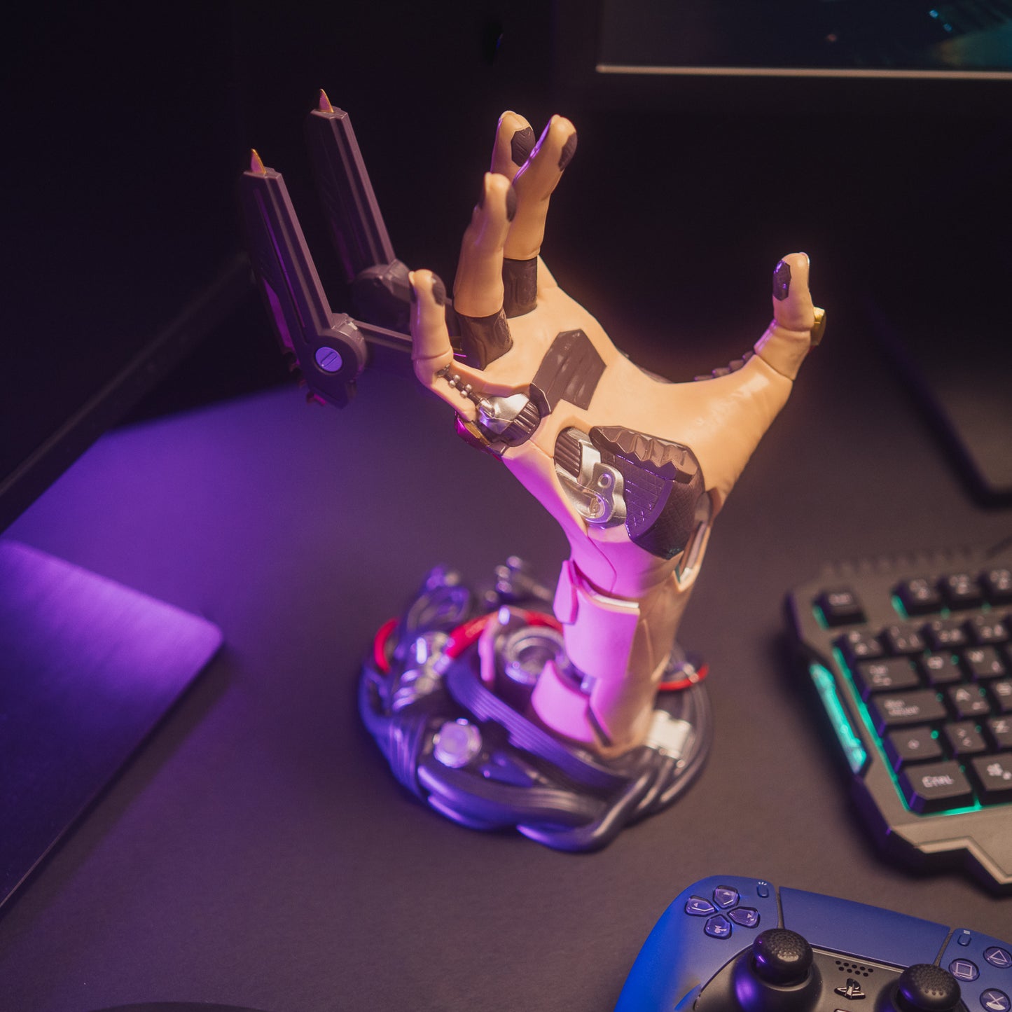 Soporte Mando Y Auriculares Gaming Cyberpunk