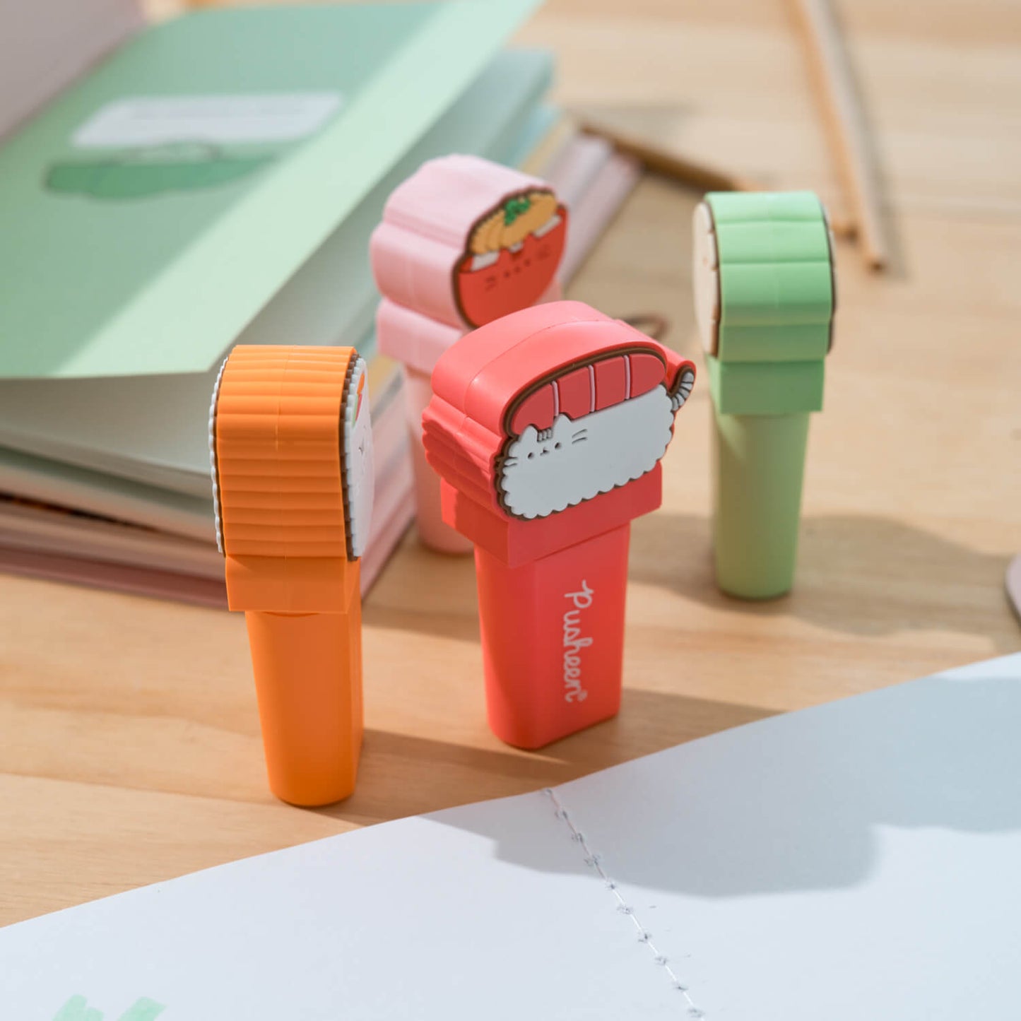 Set De Subrayadores Pusheen Sushi Roll